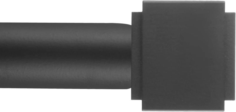 Photo 1 of 1" Curtain Rod Telescoping Single Drapery Rod 36-72 Inches, With Square Heavy Duty Aluminum Alloy Finials, Matte Black