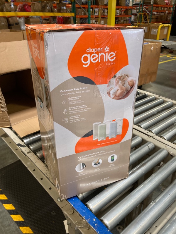 Photo 1 of Diaper Genie Select Pail Registry Gift Set (White) | Made of Durable Stainless Steel Metal | Includes 2 Jumbo Refills | Holds 1620 Newborn Diapers