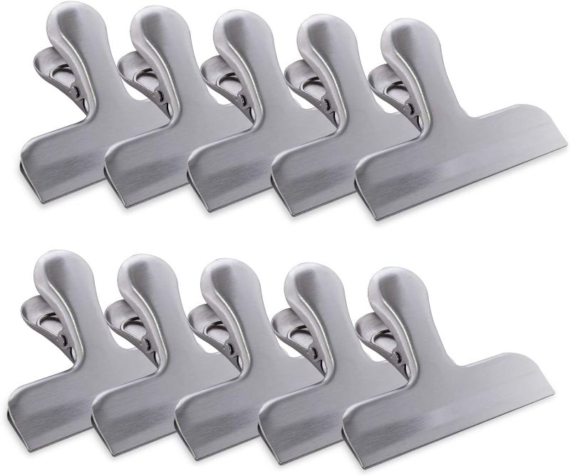 Photo 1 of 10 Pack Heavy Duty Metal Silver Chip Bag Clip Clamps for Air Tight Seal Kitchen Food Saver, Arts & Crafts (3" Inches)