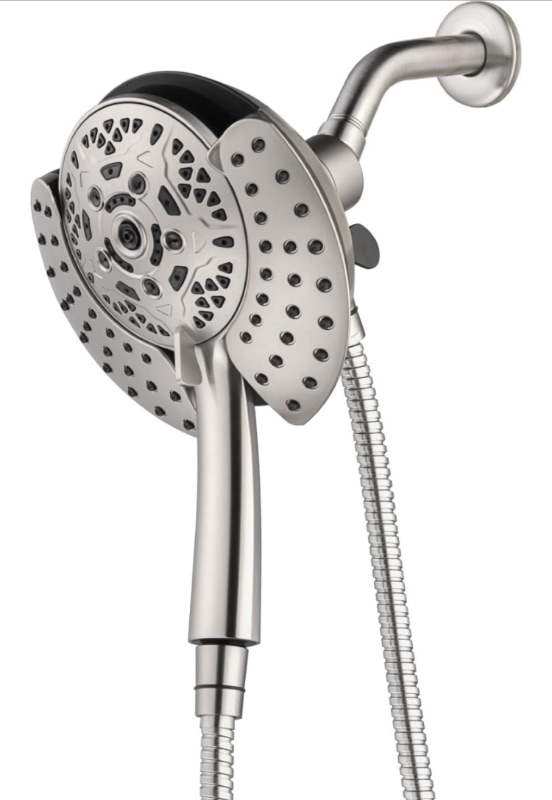 Photo 1 of 2.5GPM Shower Heads with Handheld Spray Combo: 7.2" Rainfall Shower Head & Hand Held Shower Head 2-IN-1 Shower Head with 60" Rotatable Stainless Steel Hose, Nickel