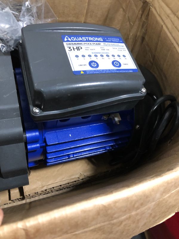 Photo 1 of AQUASTRONG 3 HP In/Above Ground Pool Pump with Timer, 220V, 9350GPH, High Flow, Powerful Self Primming Swimming Pool Pumps with Filter Basket