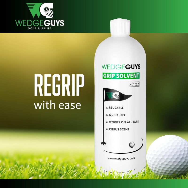 Photo 1 of )Wedge Guys Professional Golf Grip Tape Solvent for Regripping Golf Clubs | Golf Grip Solvent Solution for Easy Regripping and Golf Club Repair |
