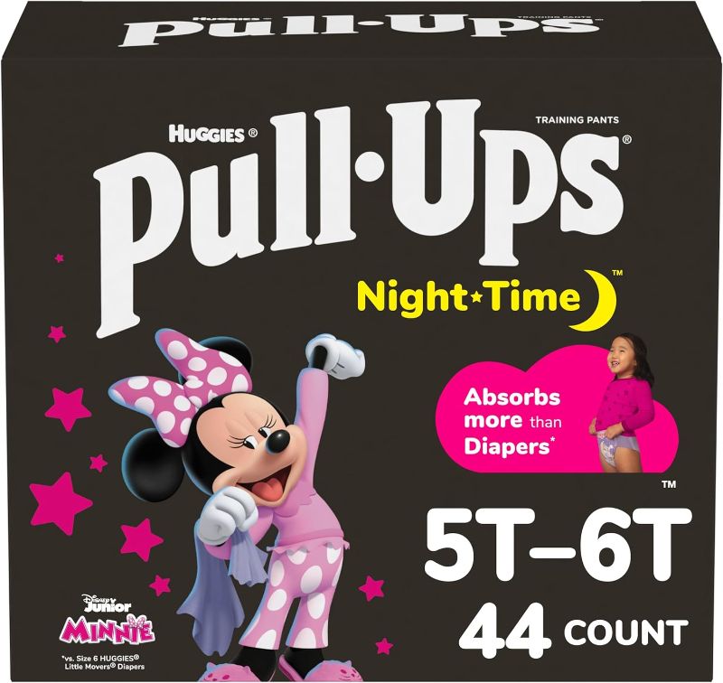 Photo 1 of Pull-Ups Girls' Night-Time Potty Training Pants, Size 5T-6T Overnight Training Underwear (46-60 lbs), 44 Ct*factory sealed*
