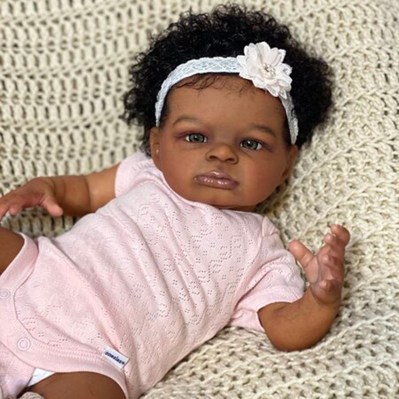 Photo 1 of CHAREX Black Reborn Baby Dolls - 20 Inch Realistic Reborn Girl, Lifelike African American Newborn Doll That Look Real Weighted Soft Body with Accessories Gift Set for Kids Age 3+
