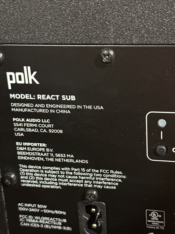 Photo 4 of Polk React 7" Wireless Subwoofer - Designed to Add Deep, Impactful Bass to Polk React Soundbar, Bass Adjust EQ, Amazon Alexa Compatible