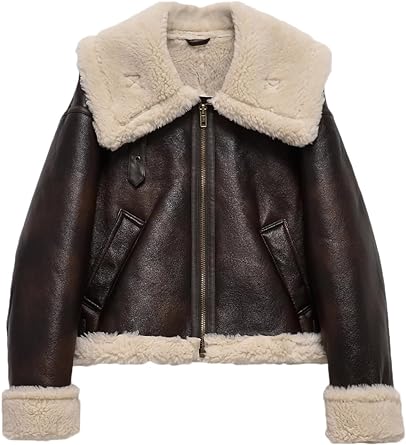 Photo 1 of LY VAREY LIN Women Faux Leather Jacket with Faux Fur Lining Warm Winter Biker Coat SIZE M
