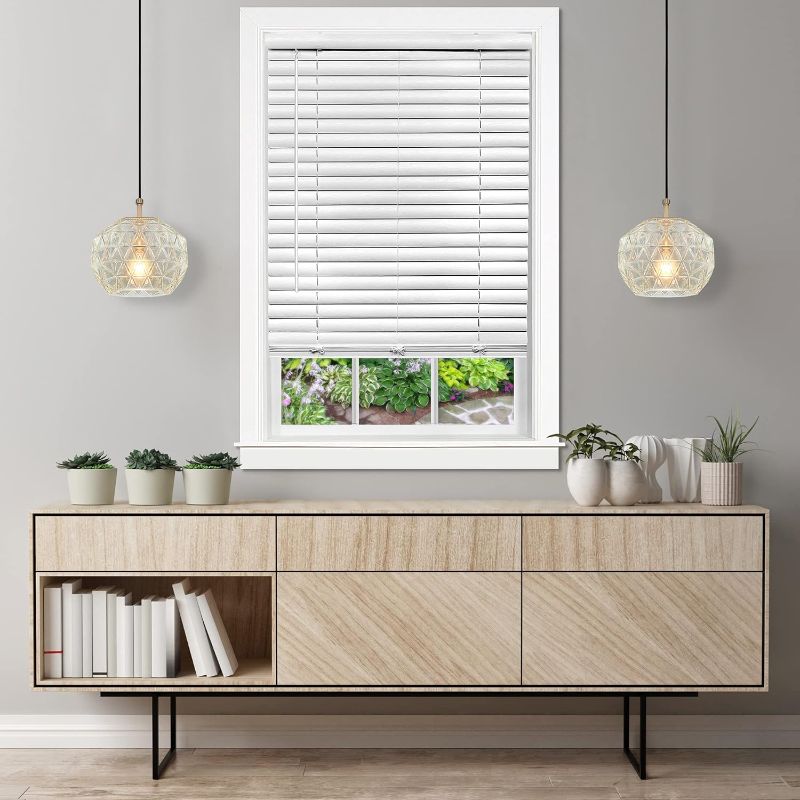 Photo 1 of Cordless Room Darkening Venetian Blind - 29 Inch Width, 64 Inch Length, 2" Vinyl Slat Size - White - GII Luna Light Filtering Horizontal Mini Windows Blinds for Interior by Achim Home Decor 29 x 64 White