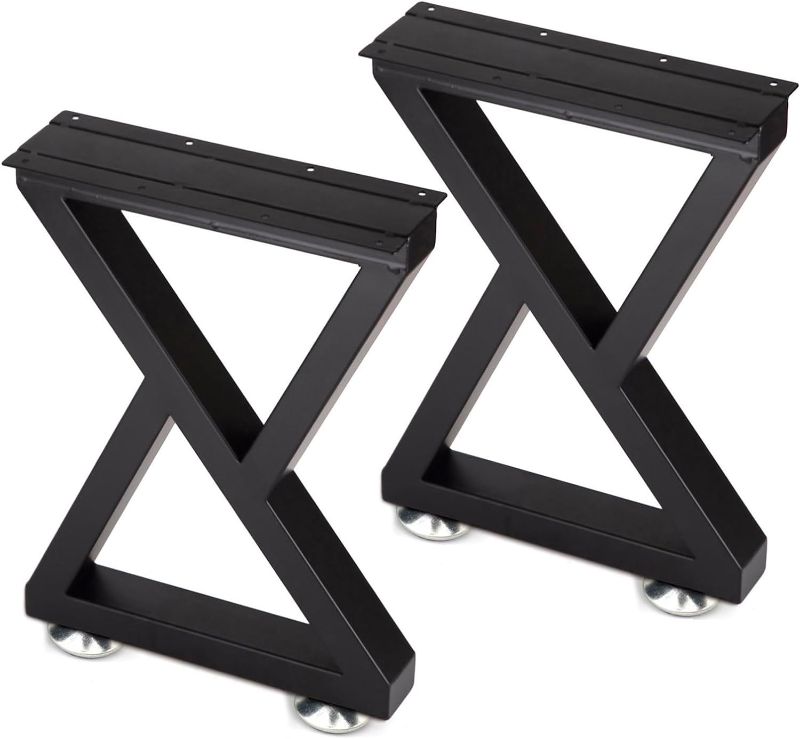 Photo 1 of 16 Inch Metal Bench Coffee Table Legs, Set of 2, Black
