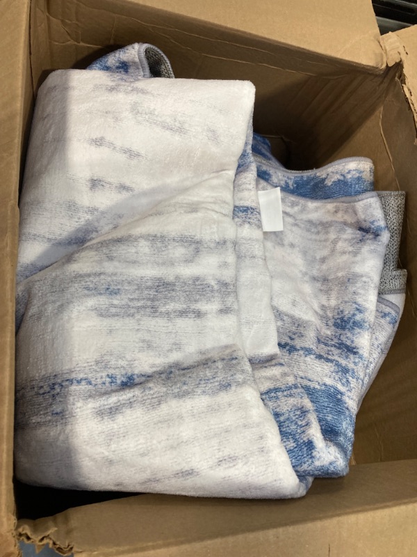 Photo 1 of Area Rug 5' x 7' Blue Abstract Gradient Rug Thin Non-Slip Carpet Indoor Throw Rugs for Living Room Bedroom Kitchen Outdoor Floor Decoration Door Mat 5’×7‘ Gradient Blue