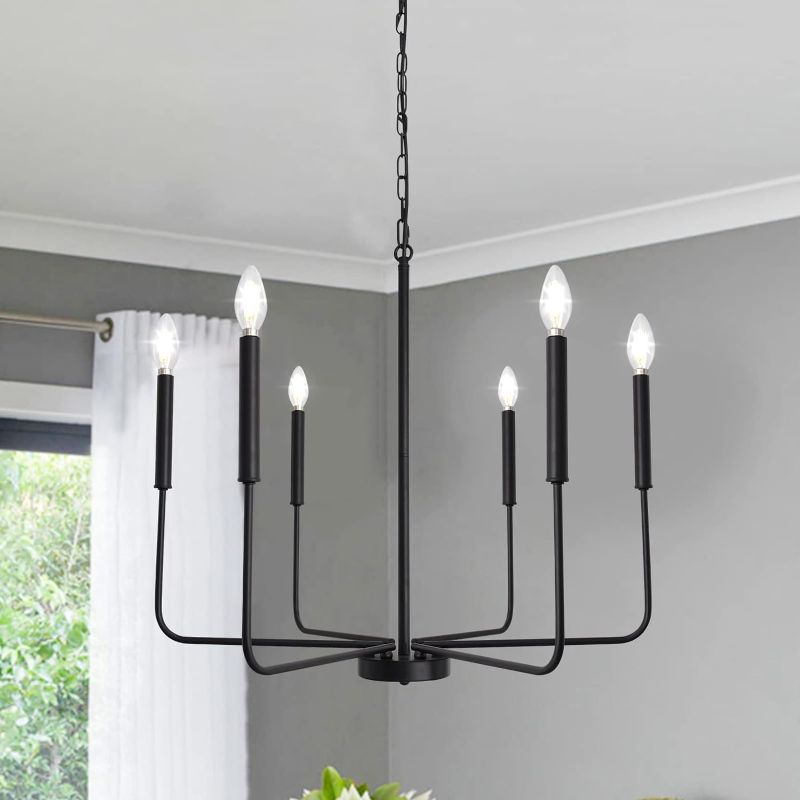 Photo 1 of Black Chandelier Dining Room Light Fixture 6-Light Farmhouse Chandelier Chandeliers for Dining Room Living Room Entryway Kitchen
