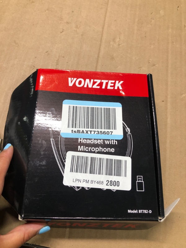 Photo 3 of Vonztek Wireless Headset with Microphone Noise Canceling, Wireless Headphones with Mic Mute, V5.0 Bluetooth Headset with USB Dongle for Work/Laptop/Zoom/Cell Phone/Office/Teams/Skype/ - Black Silver