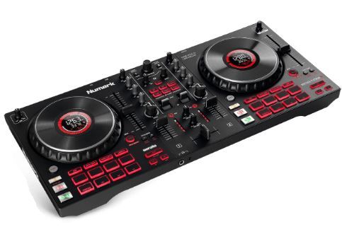 Photo 1 of DJ Controller Bundle - DJ Set with 4 Decks, DJ Mixer, Audio Interface, Jog Wheel Displays, FX and DJ Headphones - Numark Mixtrack Platinum FX and HF175 4 Decks + Jog Wheel Displays DJ Controller + DJ Headphones