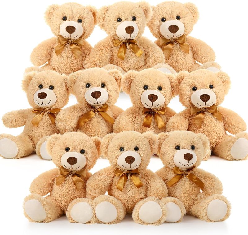 Photo 1 of MaoGoLan Bulk Teddy Bear Baby Shower, 10 Packs Small Teddy Bear Stuffed Animals in Bulk,13.5" Small Stuffed Bears Plush for Wedding,Birthday,Christmas, Party Decorations
