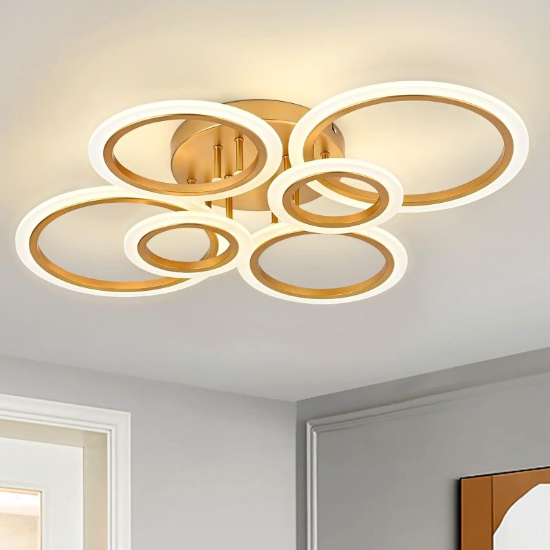 Photo 1 of *BLACK* Vikaey Modern 6 Rings & White Dimmable LED Ceiling Light?11.8"?