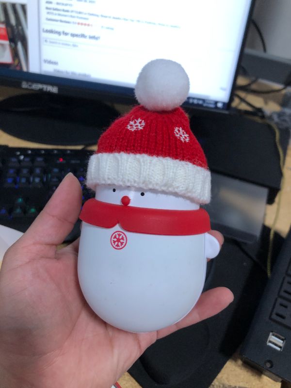 Photo 3 of Hand Warmers Rechargeable Portable USB Hand Warmer for Christmas Outdoor Camping Warm Gift for Men Women Kids (Red and White)