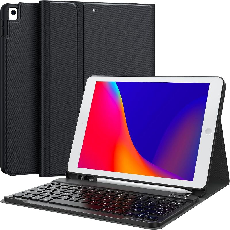 Photo 1 of CHESONA Keyboard Case for iPad 9th Generation 2021 10.2 Inch, Detachable Wireless with Pencil Holder Stand Folio Keyboard Cover for New iPad 9th Gen/8th Gen/7th Gen 10.2" (Black)
