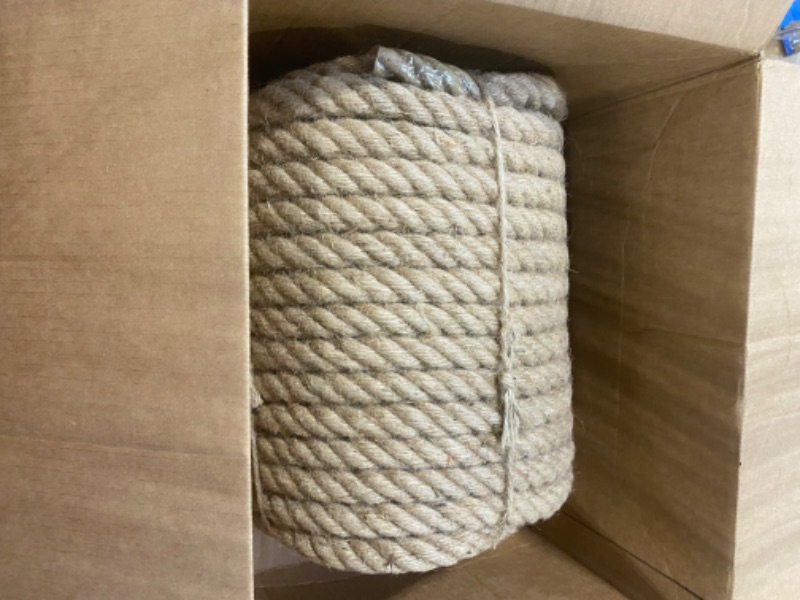 Photo 1 of Natural  Rope 1 in x 120 ft Thick Jute Rope Twine Twisted Hemp Rope for Swing Crafts Docks Porch Swing Rope Railing Landscaping Decor