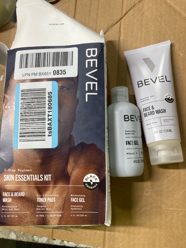 Photo 2 of ***missing toner pads**Bevel Skin Care Set - Includes Face Wash with Aloe Vera, Glycolic Acid Exfoliating Pads, Lightweight Face Moisturizer, Helps Treat Blemishes