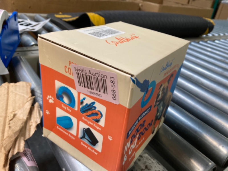 Photo 1 of Interactive Dog Bungee Tug Toy - with Adjustable Bungee Rope and Hanging Dog Toy Suited for Entertainment and Exercise Equipment, Both Indoor and Outdoor Orange & Blue