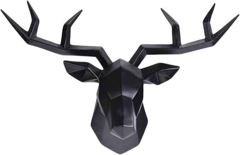 Photo 1 of *** SIMILAR BUT NOT THE SAME *** SHENGTIAN Solid Color Three-dimensional Deer Head Wall Decor Geometric Animal Wall Art Farmhouse ResinAnimal Head Wall Head for Office Bar Holiday Home Decoration (black,Medium)
