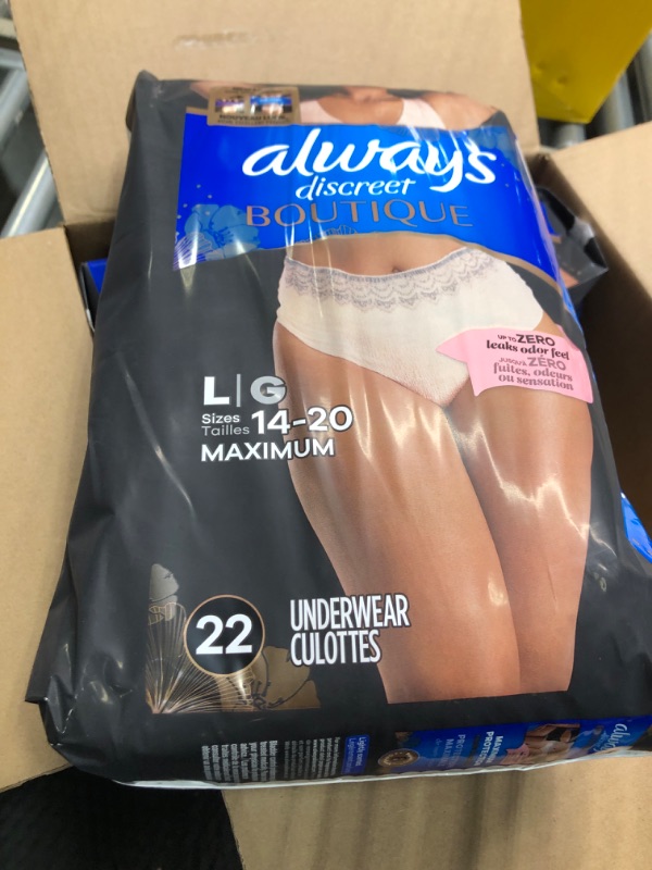 Photo 1 of Always Discreet Boutique Adult Incontinence & Postpartum Underwear For Women, High-Rise, Size Small/Medium, Rosy, Maximum Absorbency, Disposable, 20 Count