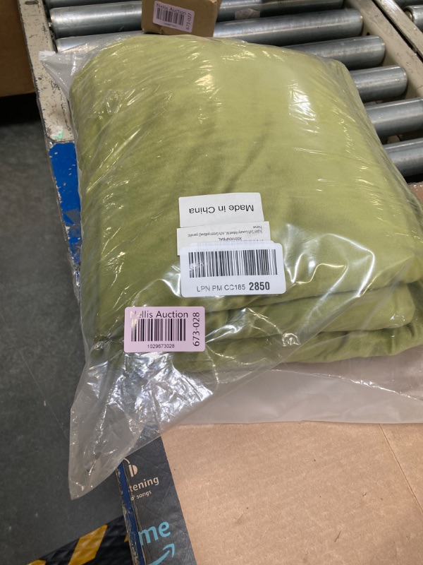 Photo 2 of ****USED** Super Soft Luxury Velvet Olive Green Set of 2 Thermal Light Blocking Drapes Curtain Panel Grommet Top Curtain Draperies Eyelet 52Wx120L inch Green Yellow Moss-green 52Wx120L