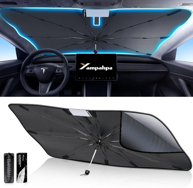 Photo 1 of [2024 Newest] Yampahapa Car Windshield Sun Shade Umbrella, Sunshade for Car Windshield Nano-sized Condensation Foldable Cover UV Ray Reflector, Car Sun Shade Windshield for Auto Sedan Cool (Medium)
