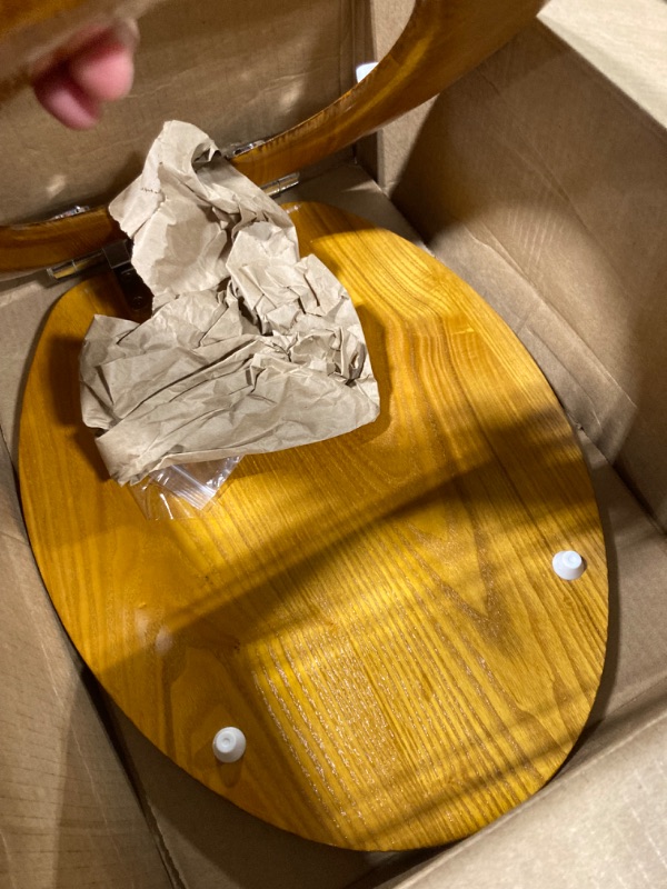 Photo 1 of Angel Shield Wood Toilet Seat Elongated with Soft Close,Easy Clean,Quick-Release Hinges(Elongated,Wood) Elongated-18.5" Wood