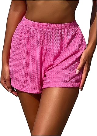 Photo 1 of  Milumia Women's Crochet Hollow Cover Up Beach Shorts Swimsuit Coverup Beachwear XL