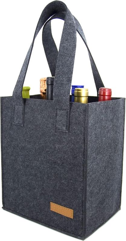 Photo 1 of  6 Bottle Wine Carrier Tote Reusable Grocery Bags for Travel, Camping and Picnic, Perfect Wine Lover Gift