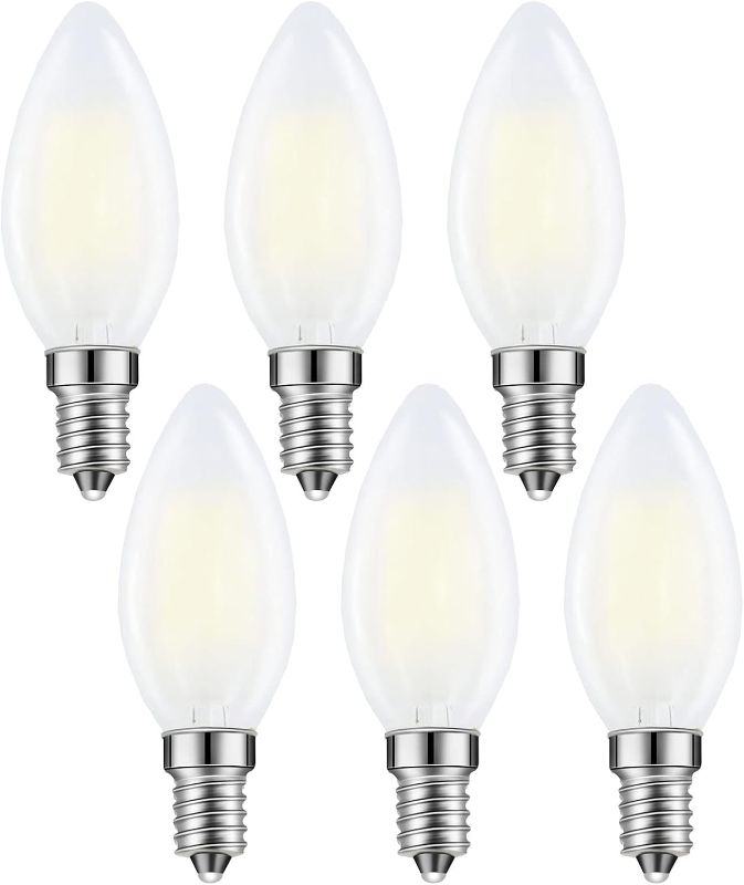 Photo 1 of ****USED** E14 LED Bulb European Base 4W LED Chandelier Light Bulbs Dimmable 40W 195000K Daylight White,Frosted Glass Decorative Bulb,6 Pack