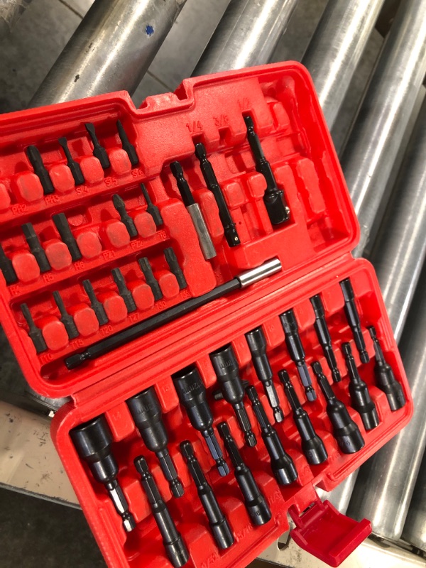 Photo 2 of ****SOME PIECES MISSING**** AKMTOOL 41Pcs Magnetic Nut Driver Set, 1/4" Quick-Change Hex Shank | SAE & Metric | Cr-V Steel, Magnetic Screwdriver Bit Set W/Drill Bit Extension & Drill Bit Adapter, Ratchet Wrench