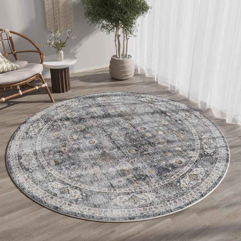 Photo 1 of Lahome Vintage Washable Rugs,Beige 3x5 Area Rug for Bedroom,Transitional Ultra Thin Kitchen Entryway Rug Non-Slip,Low Pile Ivory Carpet for Indoor Use Decor 3' x 5' Ivory