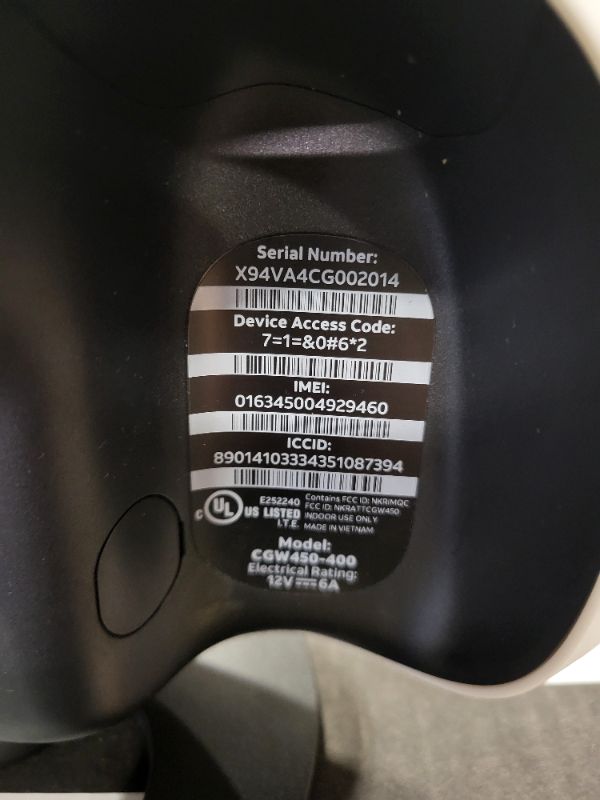Photo 1 of ****USED**NO POWER SUPPLY**** AT&T All-Fi Hub Internet Air Model CGW450-400 (No Power Supply)