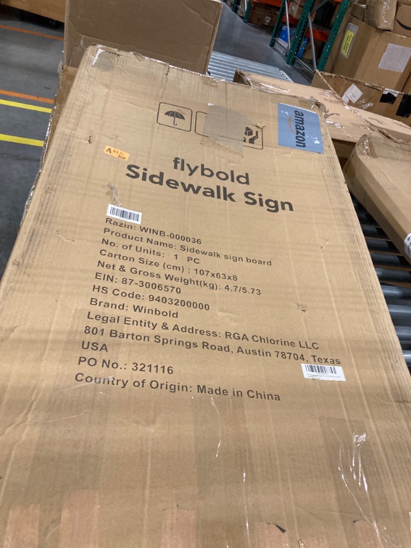 Photo 2 of flybold A-Frame Sidewalk Sign Board Curb Sign 24x36 inch Slide in Double Sided Display Foldable and Portable with Carry Handle & 2 Plastic Boards Weather Resistant Does Not Fall with Winds Color Black