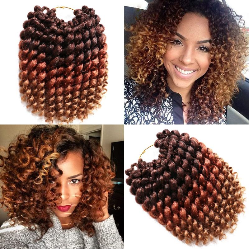 Photo 1 of 10 Inch Jamaican Bounce Crochet Hair 22 Strands 4 Packs Wand Curl Crochet Hair Curly Crochet Braids for Black Women (10 Inch 4 Packs, 1B/30/27)