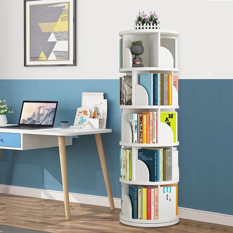 Photo 1 of ****USED*** Nisorpa 2 Tier Rotating Bookshelf, 360° Revolving Bookcase Rotating Stackable Shelves Floor-Standing Storage Display Rack Used in Bedrooms Living Rooms Study Office