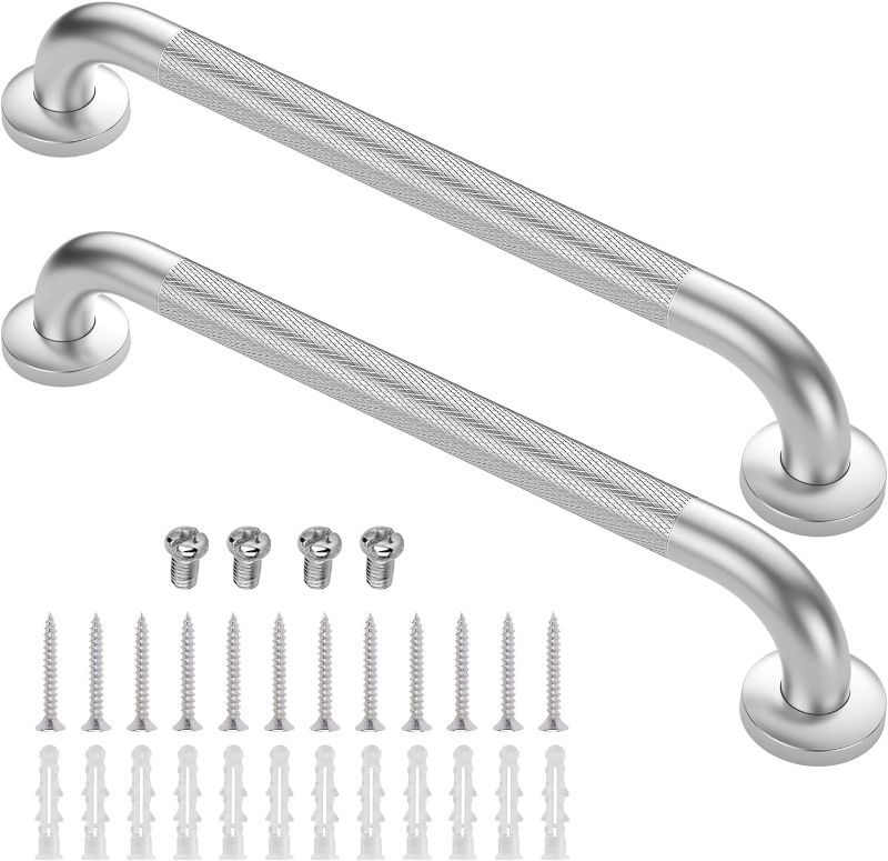 Photo 1 of 2 Pack 24 Inch Grab Bars for Bathtubs and Showers, Anti Slip Shower Grab Bars Stainless Steel Shower Handle Toilet Handicap Elderly Senior Assist Bathroom Saft Handle