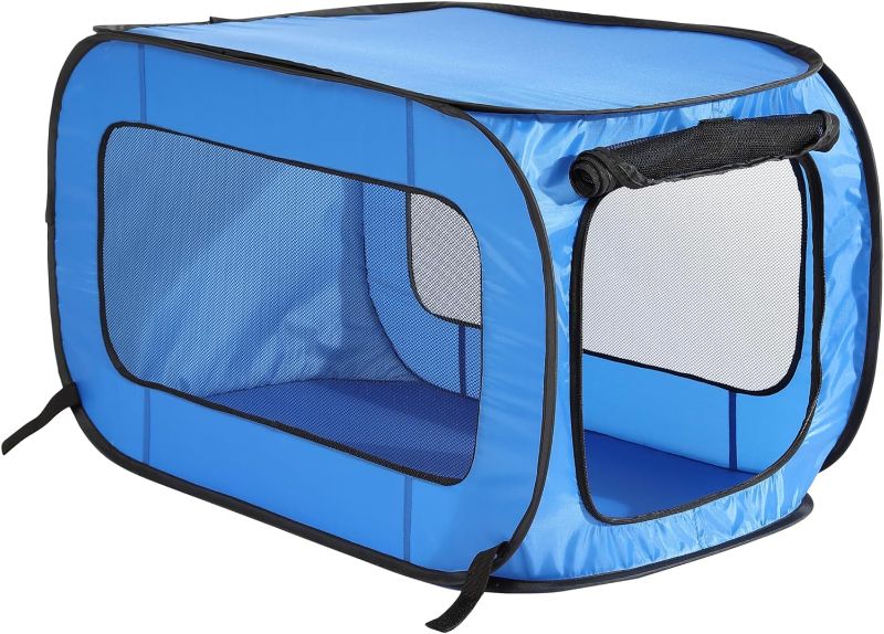 Photo 1 of ****USED** Beatrice Home Fashions Portable, Collapsible, Pop Up Kennel Travel Cat and Dog Crate, 40" L x 27" W x 27" H, Blue