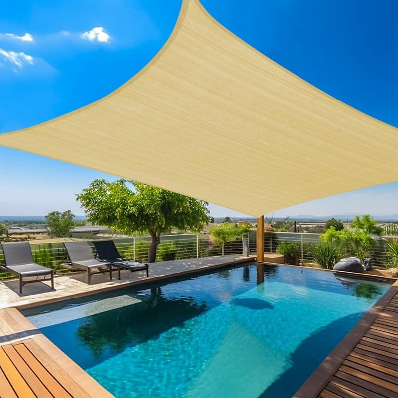 Photo 1 of  Shade Sails Sand, Curved Outdoor Patio Shade Canopy 20'X20' Breathable Canopy 95% UV Block Breathable Canopy for Outdoor Patio Garden Backyard (We Make Custom Size)