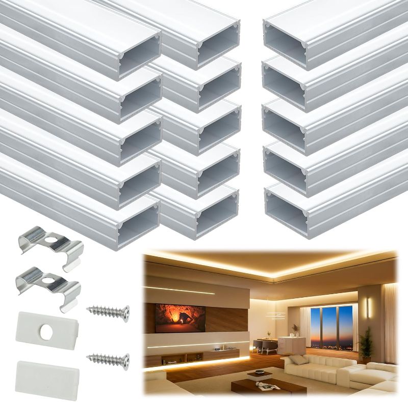 Photo 1 of 
Muzata 15Pack 3.3FT/1M Wider LED Channel System with Milky White Cover Silver Aluminum LED Strip Channel for Waterproof LED Strips up to 16mm U102 WW
Size:15*3.3ft