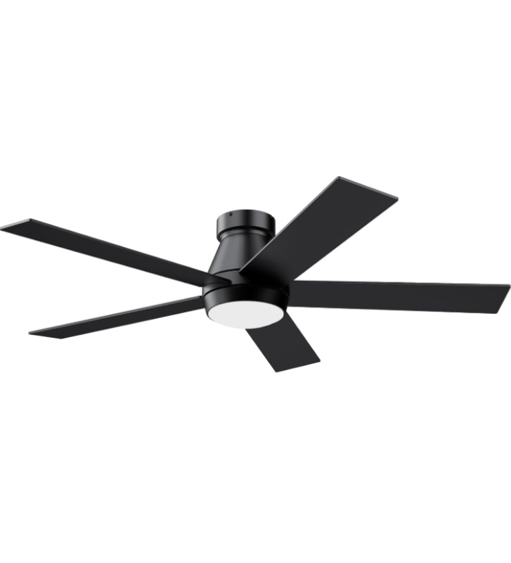 Photo 1 of ****USED** TCL 52" Ceiling Fan with Lights, Black Flush Mount Ceiling Fans, 5 Blades Low Profile Ceiling Fans, 6 Speeds DC Reversible, Dimmable, Modern Ceiling Fans for Bedroom, Living Room and Garage