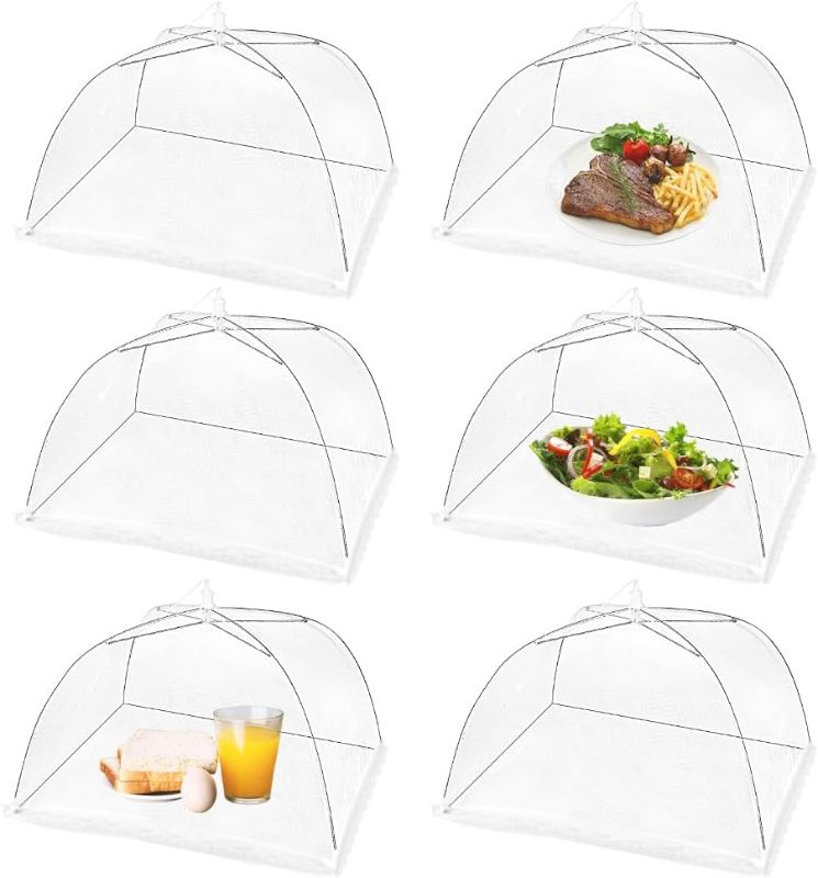 Photo 1 of (6 Pack) Omont Pop-Up Food Cover Tents, 17 Inch X17 Inch Food Mesh Cover, Reusable and Collapsible Outdoor Picnic Food Cover Net,Suit for Parties Picnics,BBQs
