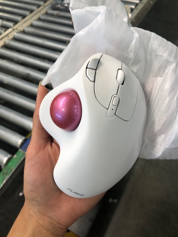 Photo 1 of Nulea Wireless Trackball Mouse, Rechargeable Ergonomic, Easy Thumb Control, Precise & Smooth Tracking, 3 Device Connection (Bluetooth or USB), Compatible for PC, Laptop, iPad, Mac, Windows, Android White-Pink
