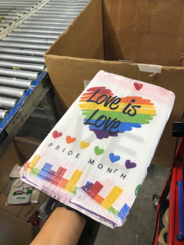 Photo 1 of Artoid Mode Love Is Love Heart LGBT Kitchen Towels Dish Towels, 18x26 Inch Seasonal Pride Month Decoration Hand Towels Set of 2
