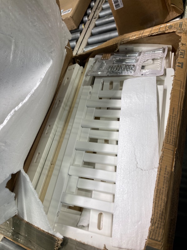 Photo 3 of ***USED**MATTRESS NOT INCLUED *** BOX IS DAMAGED*** Delta Children Canton Toddler Bed, White, Full Size - Waterproof Vinyl Cover for Easy Cleaning White Canton + Mattress