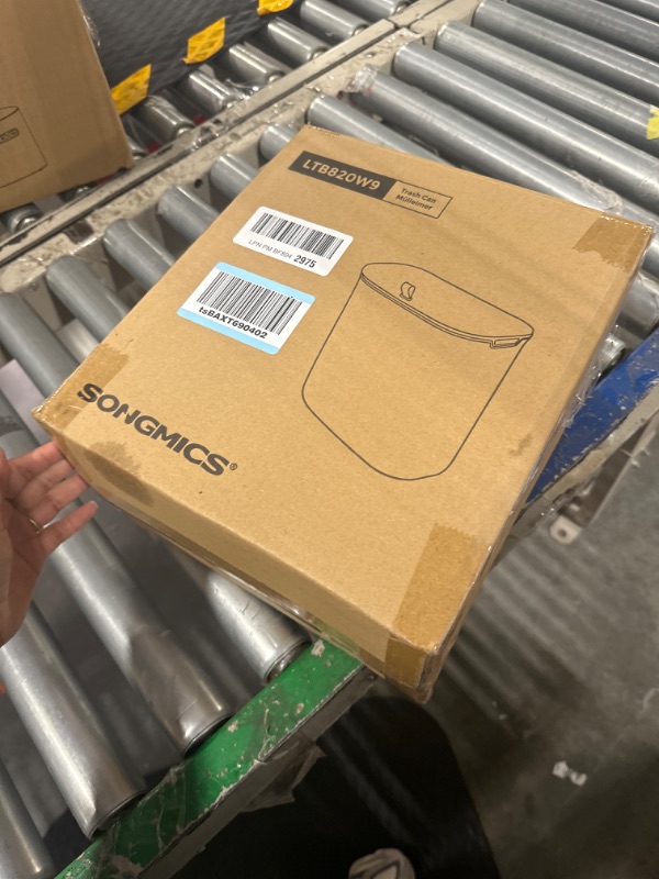 Photo 1 of SONGMICS Hanging Trash Can, 2.4 Gallon Kitchen Compost Bin, Garbage Can for Kitchen, Kitchen Trash Can with Lid, Wall Mounted Trash Can, for Cupboard, Bathroom, Under Sink, White ULTB820W9 