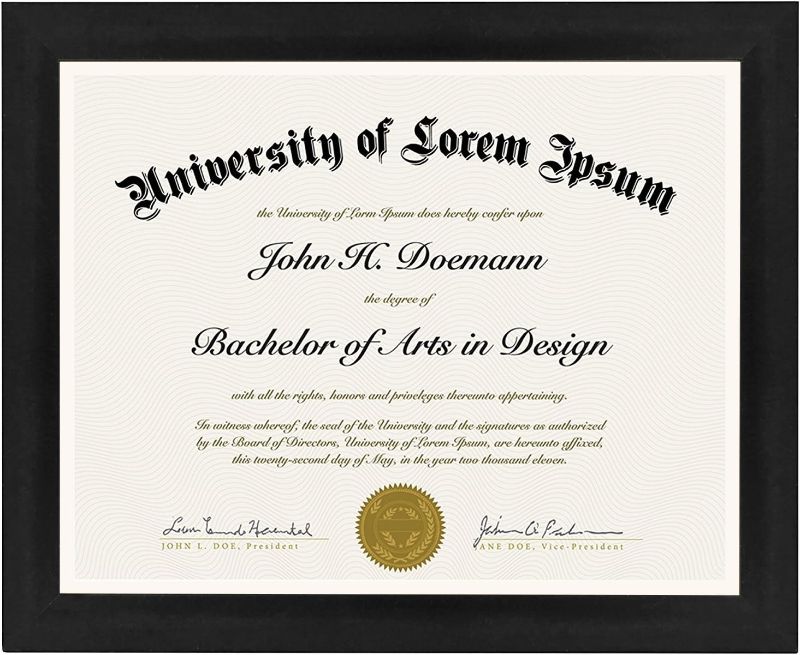 Photo 1 of ***USED**AmericanFlat Black Diploma Frame Certificate Frame W/Mat Shatter Resistant Glass
