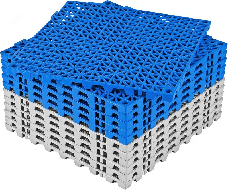 Photo 1 of ****USED**** ToLanbbt Modular Interlocking Cushion 12P 11.8" x 11.8" Interlocking Rubber Floor Drain Holes Non-Slip Splicing Drainage Mats for Deck, Shower, Kitchen, Drain Pool, Indoor Outdoor