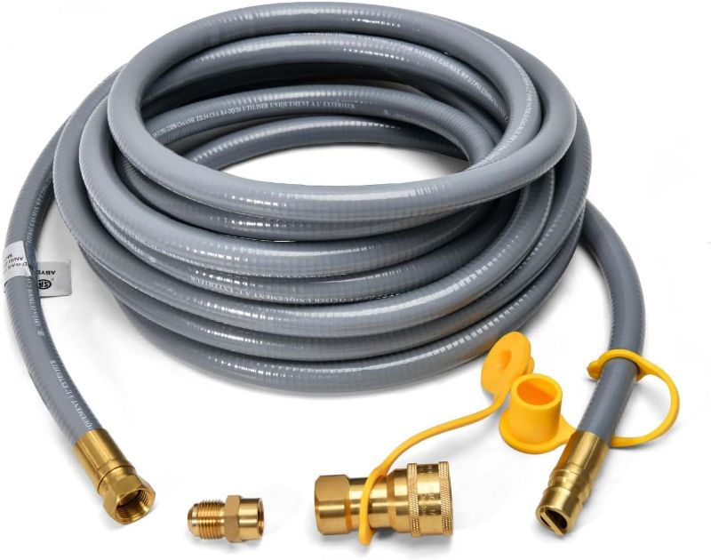 Photo 1 of 12 Feet 1/2-Inch Natural Gas Hose with Quick Connect Fitting for BBQ, Grill, Pizza Oven, Patio Heater and More NG Appliance, Propane to Natural Gas Conversion Kit - CSA Certified